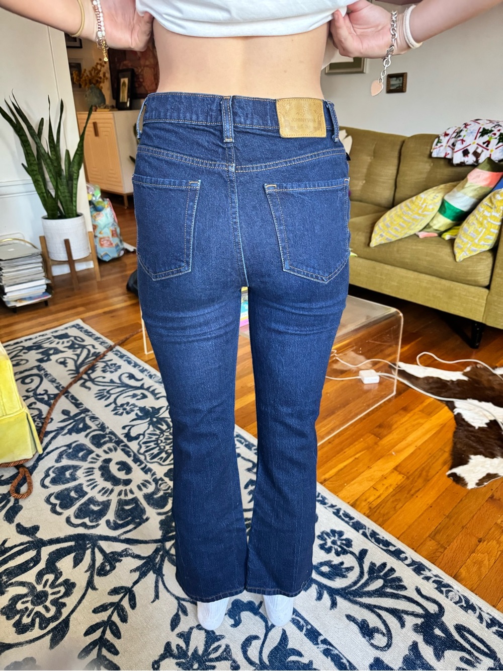 Johnny Was Dark Blue Cropped High-Rise Jeans